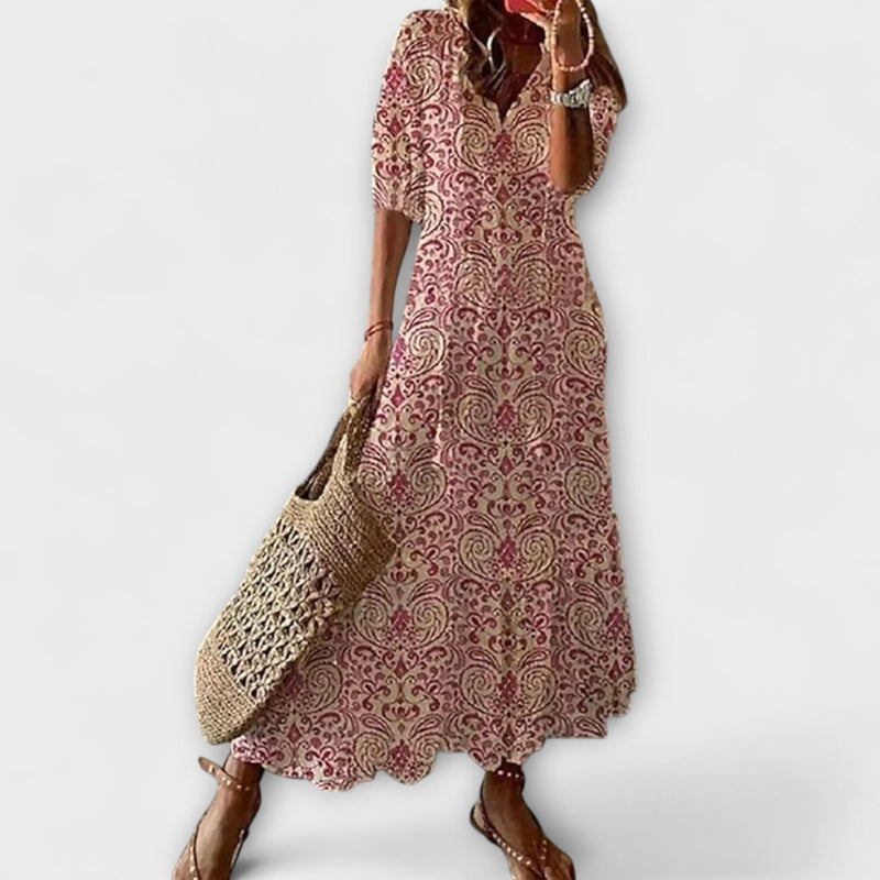 アンナ – レディース ボヘミアン 夏のドレス フローイングシルエット